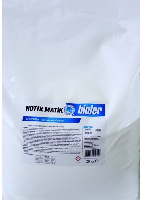 Biofer 20 Kg Az Köpüren Toz Çamaşır Deterjanı Notix Matik