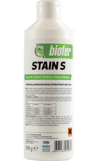 Biofer 500 Ml Yağ ve Kir Çözücü Yardımcı Yıkama Maddesi Stain S