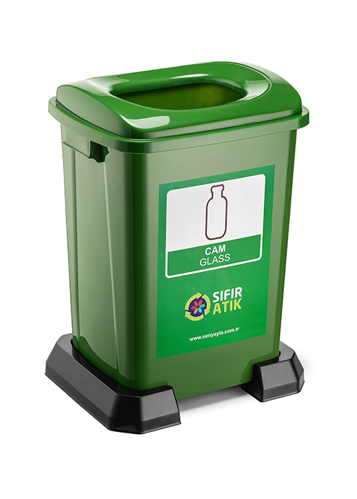 Geri Dönüşüm Plastik Çöp Kovası 50 Lt Yeşil